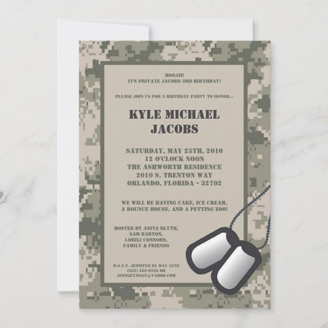invitation de fête d'anniversaire d'impression (Devant)