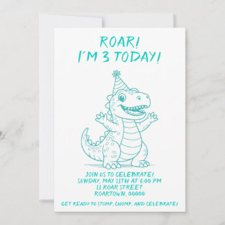 Invitation de fête d'anniversaire Dinosaur personn