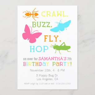 Invitation de fête d'anniversaire d'insecte