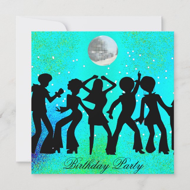 Invitation de fête d'anniversaire disco danse sarc (Devant)
