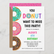 Invitation de fête d'anniversaire Donut