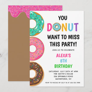 Invitation de fête d'anniversaire Donut