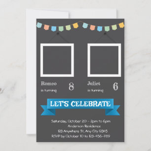 Invitation de fête d'anniversaire double