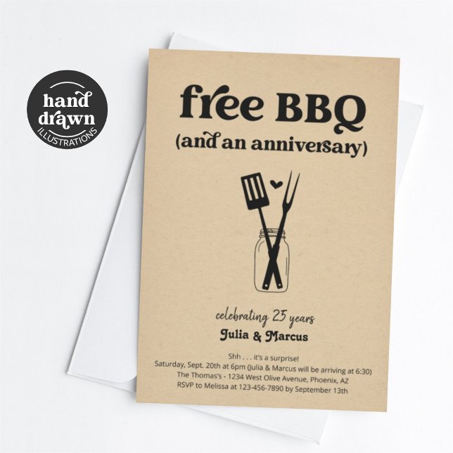 Invitation de fête d'anniversaire drôle de BBQ gra (Créateur téléchargé)