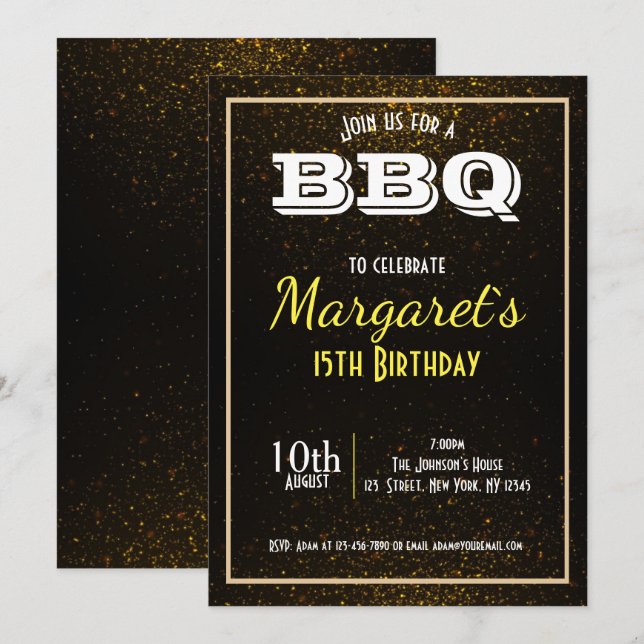 Invitation de fête d'anniversaire du barbecue élég (Devant / Derrière)