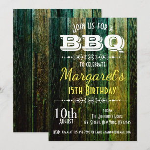 Invitation de fête d'anniversaire du BBQ Green Woo