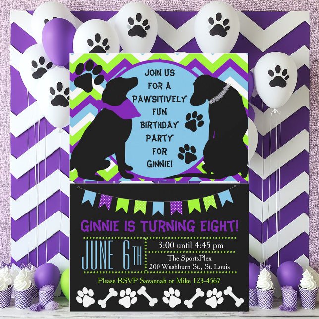 Invitation de fête d'anniversaire du Black Lab sur (Créateur téléchargé)