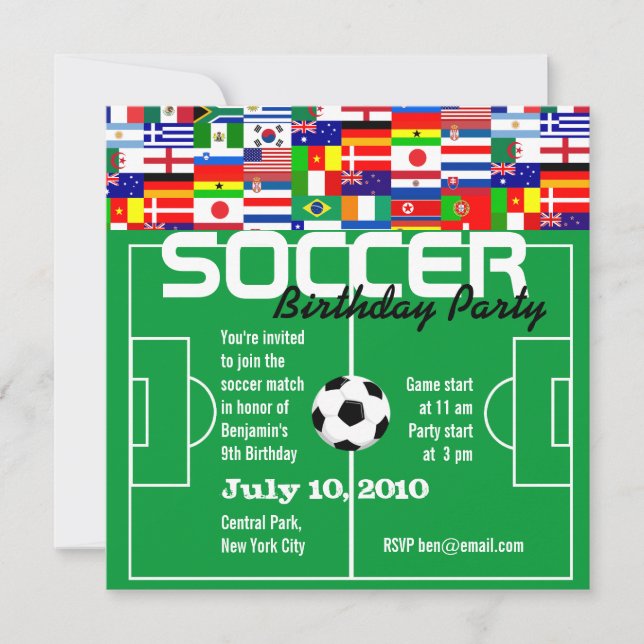 Invitation de fête d'anniversaire du football (Devant)