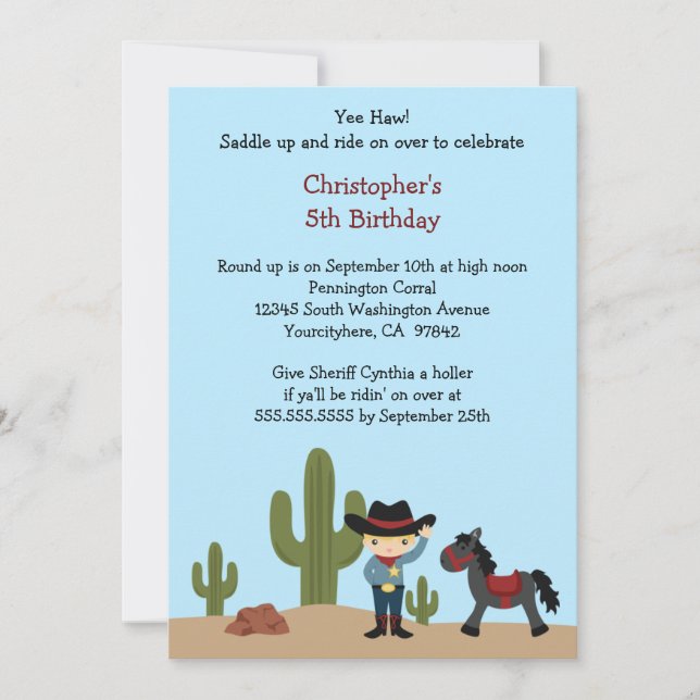 Invitation de fête d'anniversaire du garçon (Devant)