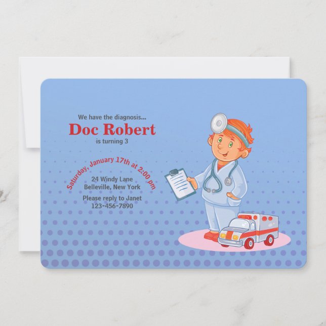 Invitation de fête d'anniversaire du médecin (Devant)