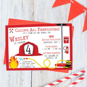 Invitation de fête d'anniversaire du pompier