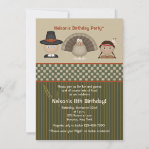 Invitation de fête d'anniversaire du thanksgiving