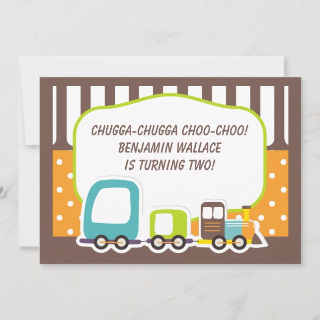 Invitation de fête d'anniversaire du train Chugga  (Devant)