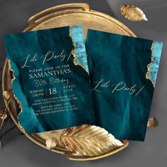 Invitation de fête d'anniversaire Emerald Gold (Créateur téléchargé)