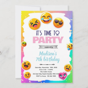 Invitation de fête d'anniversaire Emoji