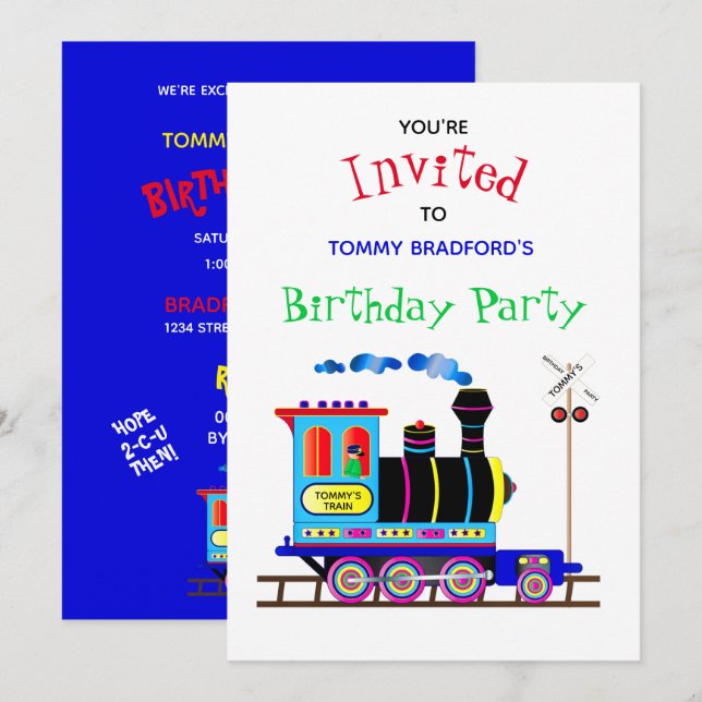 Invitation de fête d'anniversaire Enfants Chu Chu  (Devant / Derrière)