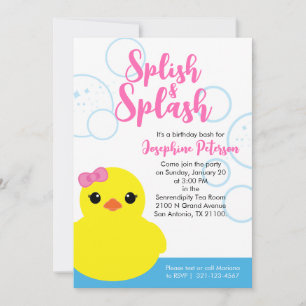 Invitation de fête d'anniversaire fille Canard en 