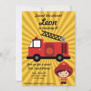 Invitation de fête d'anniversaire FireTruck