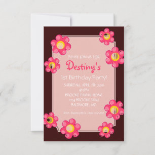 Invitation de fête d'anniversaire   Fleur mignonne
