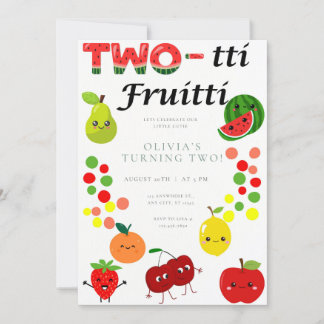 Invitation de fête d'anniversaire Fruitti à deux t