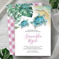 Invitation de fête d'anniversaire Girl Sea Turtle