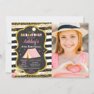 Invitation de fête d'anniversaire Glamping / Campi