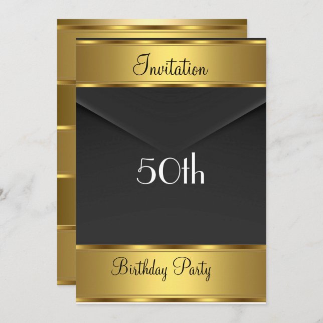 Invitation de fête d'anniversaire Gold 50e fête d' (Devant / Derrière)
