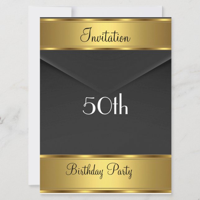 Invitation de fête d'anniversaire Gold 50e fête d' (Devant)