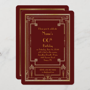 Invitation de fête d'anniversaire, grand Gatsby,