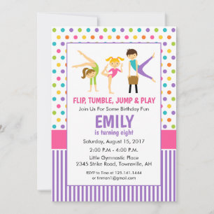 Invitation de fête d'anniversaire Gymnastic