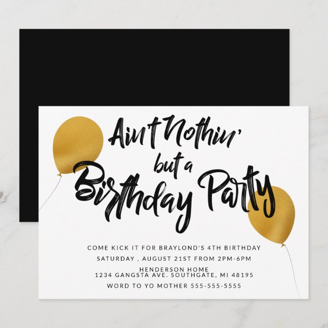Invitation de fête d'anniversaire Hip hop (Devant / Derrière)