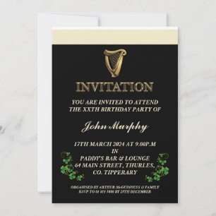 Invitation de fête d'anniversaire irlandaise