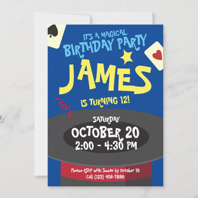 Invitation de fête d'anniversaire magique - Top Ha (Devant)