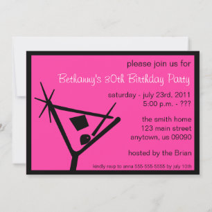 Invitation de fête d'anniversaire Martini Glass (r