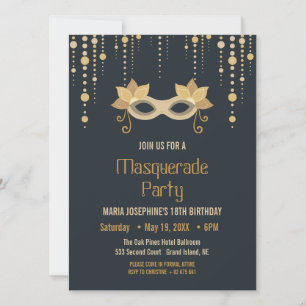 Invitation de fête d'anniversaire Masquerade moder