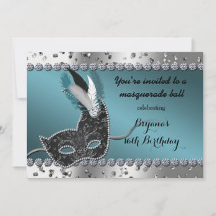 Invitation de fête d'anniversaire Masquerade turqu