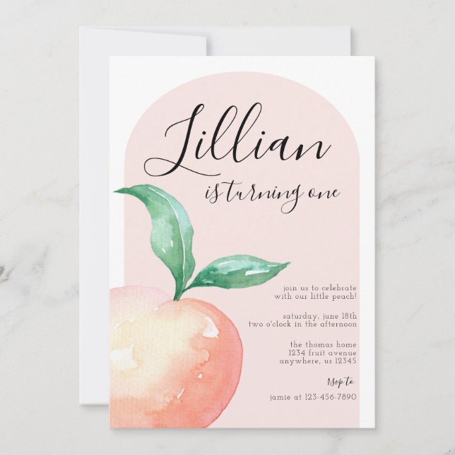 Invitation de fête d'anniversaire minimaliste Peac (Devant)