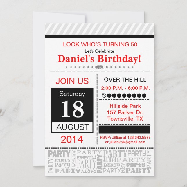 Invitation de fête d'anniversaire moderne (Devant)
