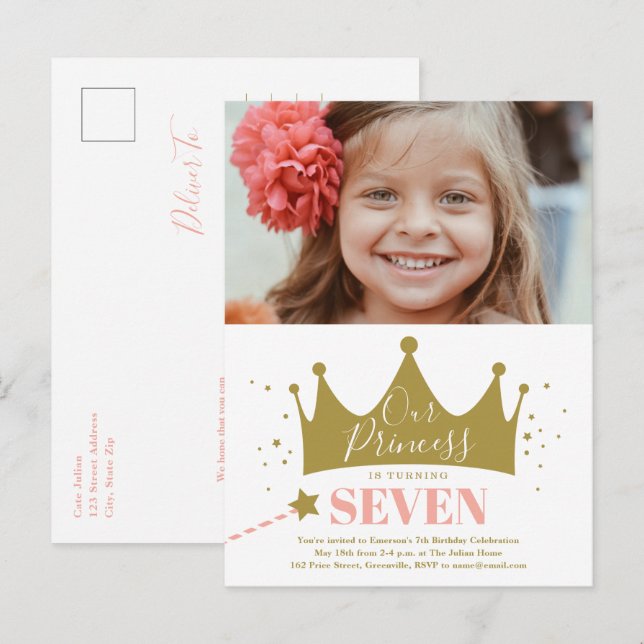 Invitation de fête d'anniversaire moderne de princ (Devant / Derrière)