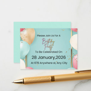 Invitation de fête d'anniversaire moderne Perso