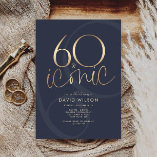 Invitation de fête d'anniversaire Navy Gold 60 et