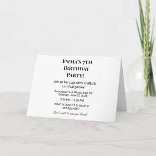 Invitation de fête d'anniversaire personnalisée