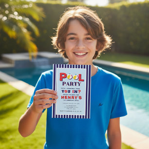 Invitation de fête d'anniversaire piscine avec ray