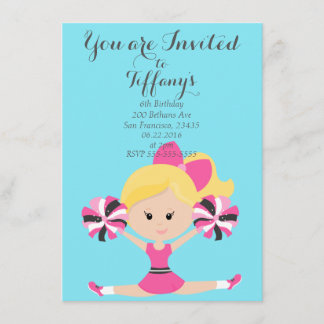 Invitation de fête d'anniversaire pom-pom girl