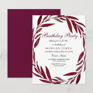 Invitation de fête d'anniversaire pour adultes de 
