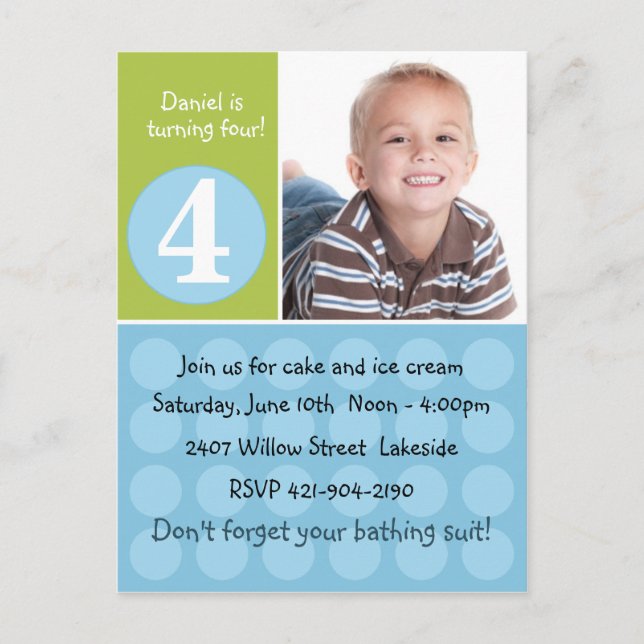 Invitation de fête d'anniversaire pour enfants (Devant)