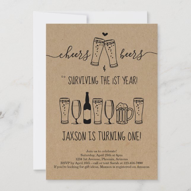 Invitation de fête d'anniversaire pour la première (Devant)