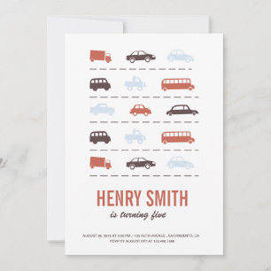 Invitation de fête d'anniversaire pour les automob