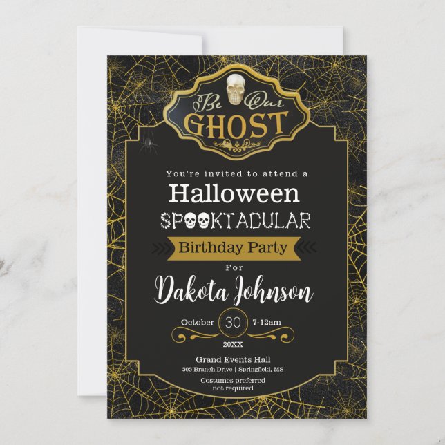 Invitation de fête d'anniversaire pour l'Halloween (Devant)