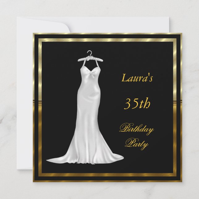 Invitation de fête d'anniversaire Robe blanche (Devant)